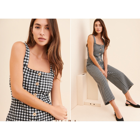 Anthropologie Black and White Checkered Jumpsuit - Picture 2 of 9
